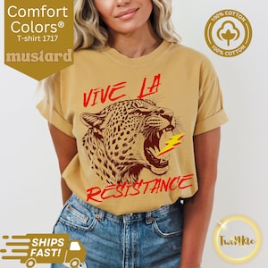 Feminist Cat T-shirt, Leopard Graphic Tee, Gift for Feminist, Statement Shirt, Vive La Résistance, Resist Shirt, Social Justice Tshirt, fdt