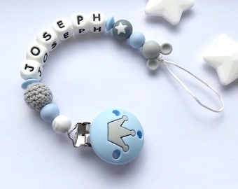 Personalised Dummy Clip Silicone Clip Soother Clip Pacifier Clip Blue