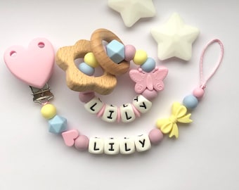 Clip ficticio personalizado, clip ficticio de silicona, clip ficticio, clip para chupete de bebé, soporte para chupete, regalo de baby shower, clip para corazón, unicornio