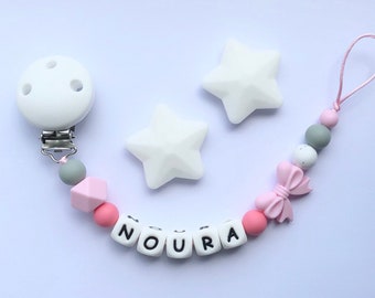 Personalisierter Schnullerclip, Silikon Schnullerclip, Schnullerhalter, Baby-Dusche-Geschenk, Schnullerhalter, rosa Clip