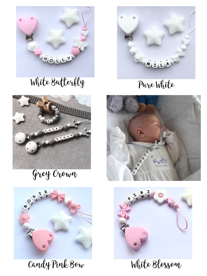 Personalisierter Schnullerclip, Silikon-Schnullerclip, Schnullerclip, Baby-Schnullerclip, Schnullerhalter, Babyparty-Geschenk, Herzclip, Einhorn Bild 5