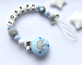 Gepersonaliseerde dummy clip, Siliconen dummy clip, Dummy clip, Baby fopspeen clip, Fopspeenhouder, Baby shower cadeau, Wit