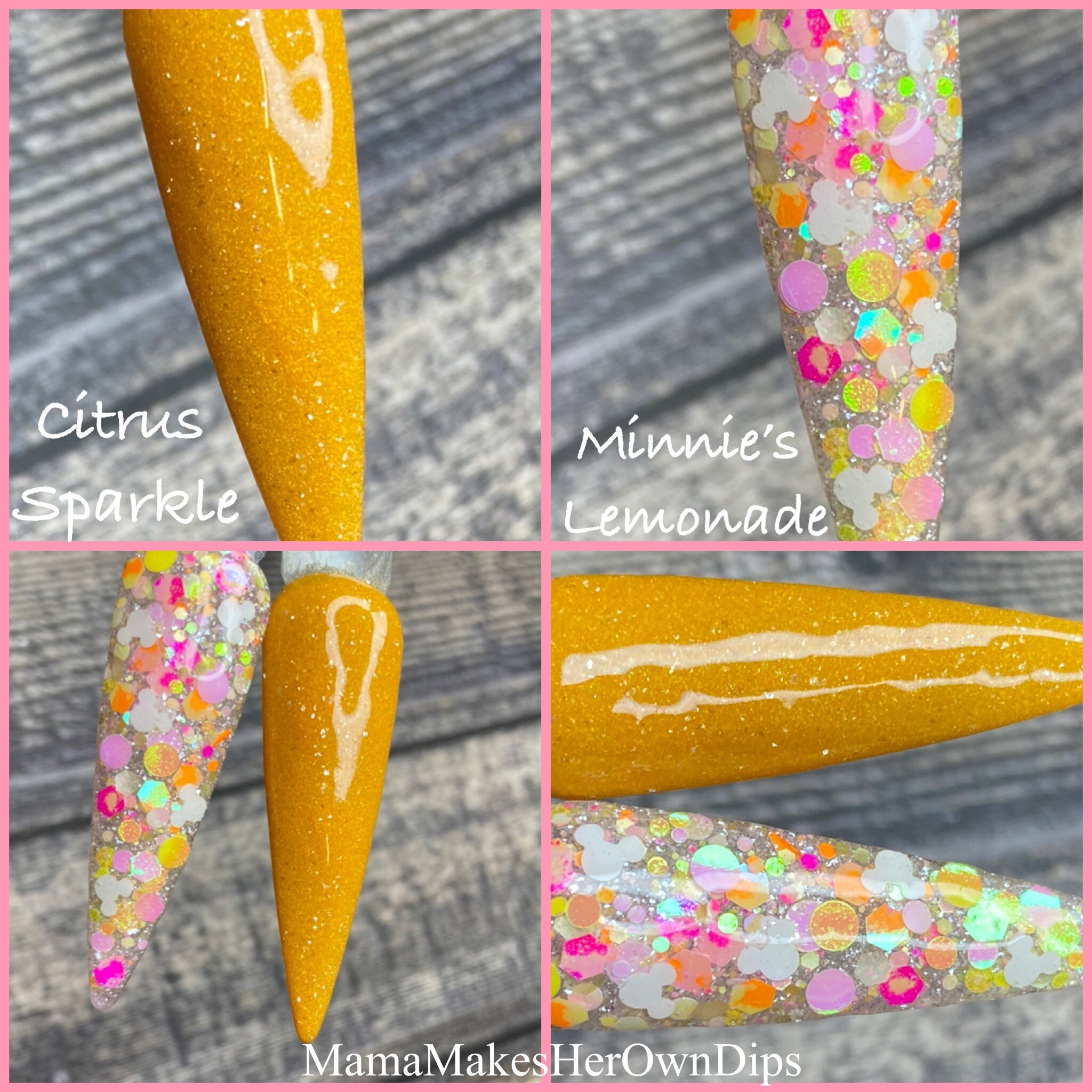 Minnie’s Lemonade & Citrus Sparkle- acrylic nail dip powder