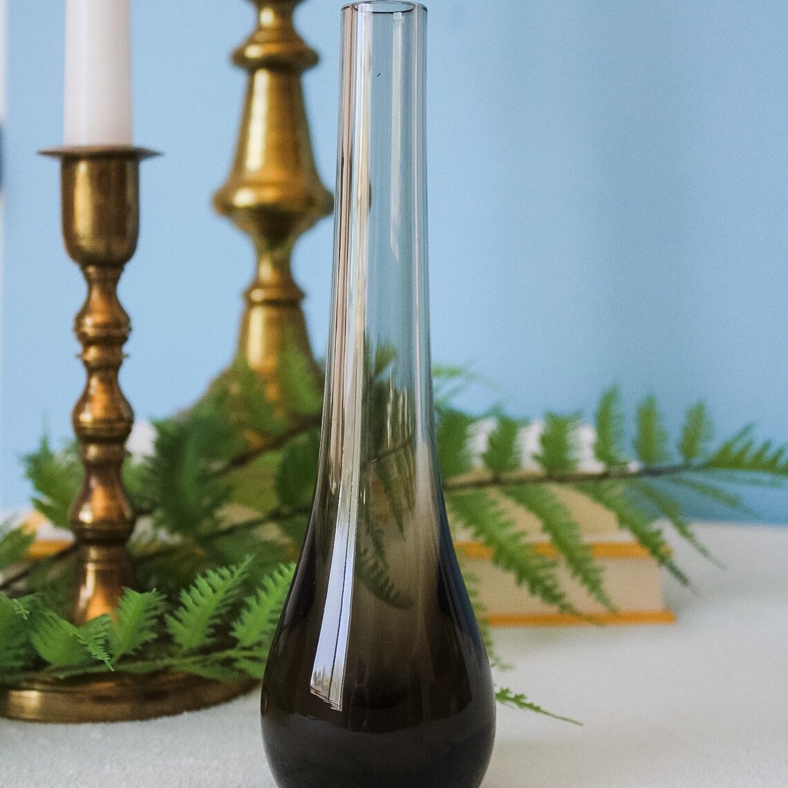 Vintage Hand Blown Smoked Glass Bud Vase Smokey Glass Vase Etsy