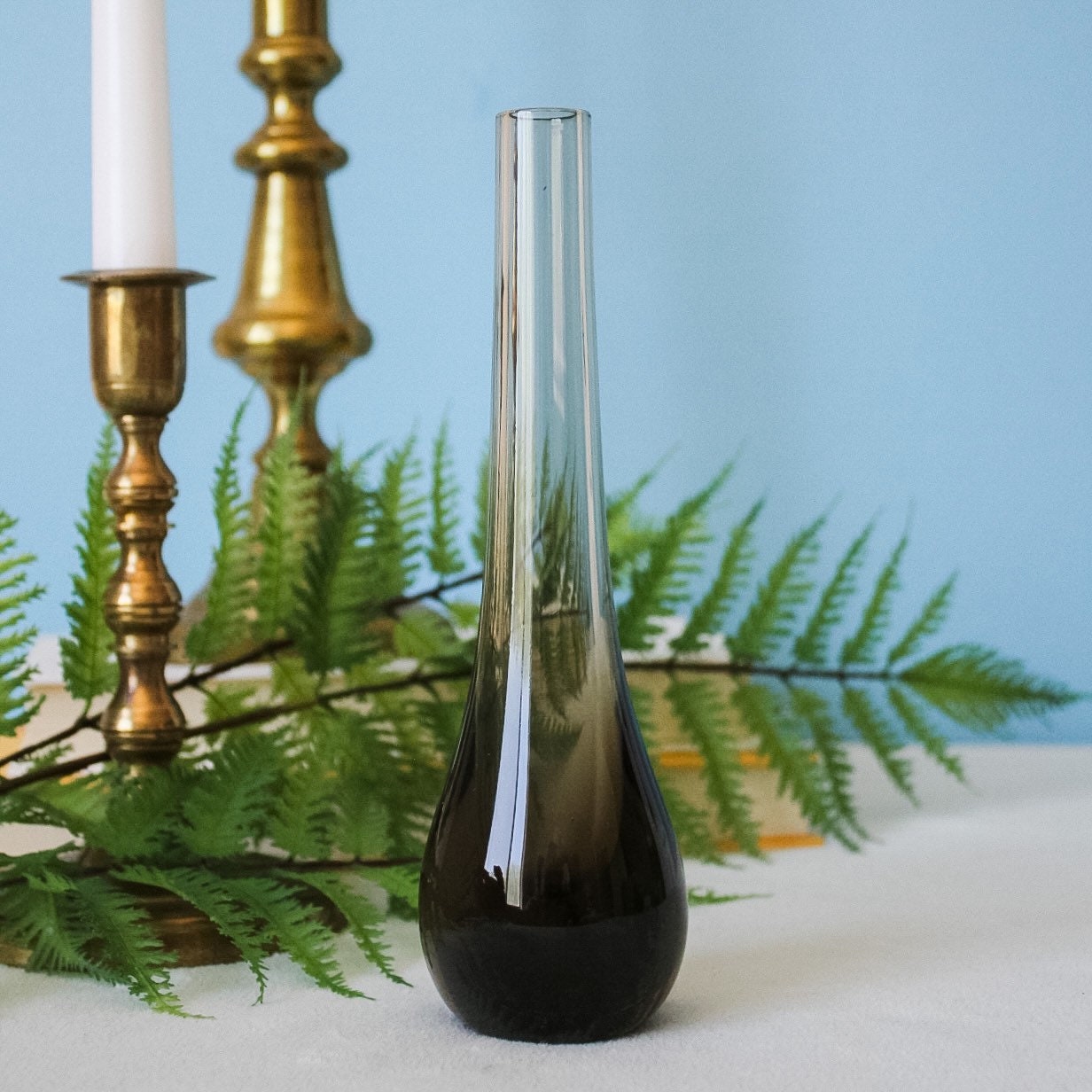 Vintage Hand Blown Smoked Glass Bud Vase Smokey Glass Vase Etsy