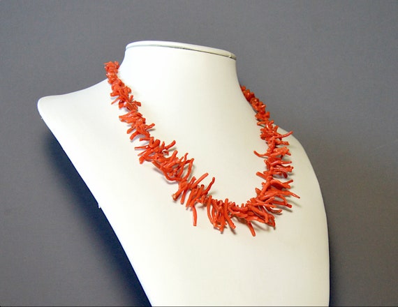 Red Mediterranean Natural Coral Branch Necklace, … - image 2