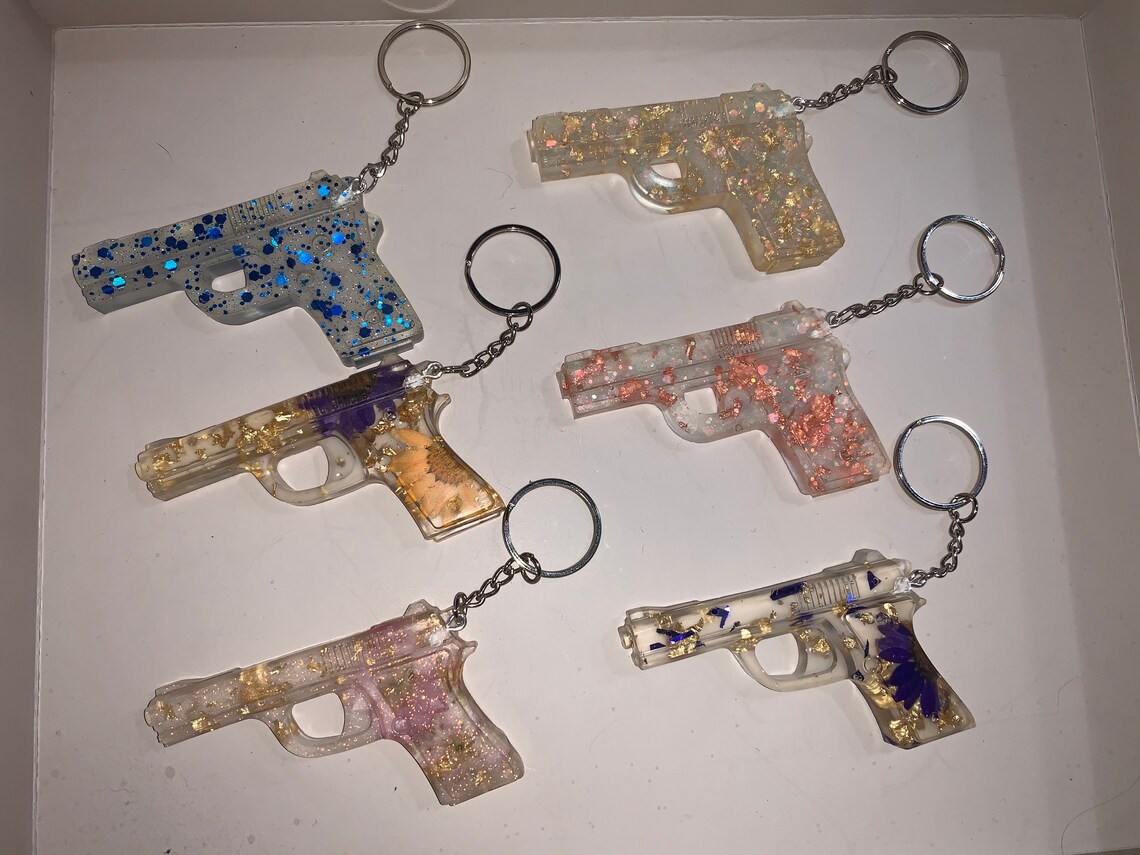 Resin Keychain Guns Etsy