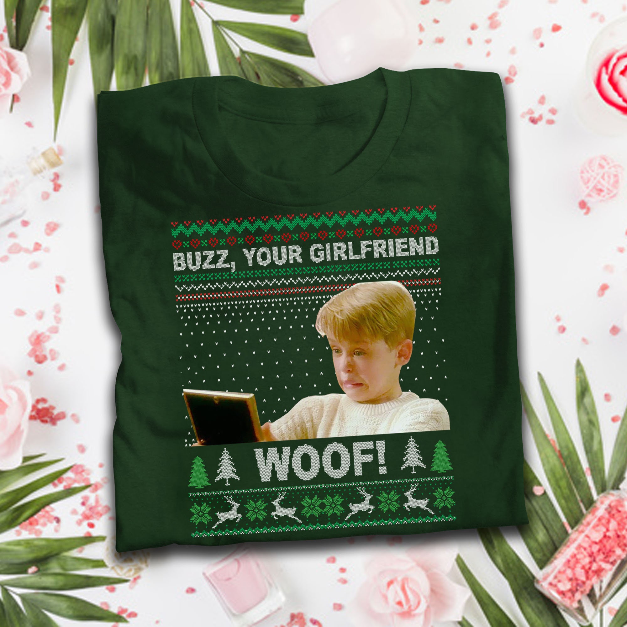 Discover Buzz Your Girlfriend Woof Ugly Christmas Sweater T-Shirt