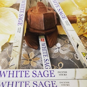 WHITE SAGE incense sticks good for smudging & clearing negative energy, zen, meditation (5 pack bulk) best deal
