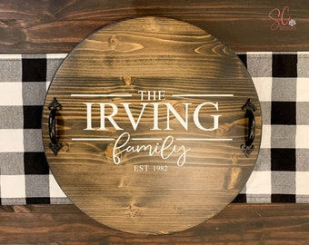 Farmhouse Tray | Styled Tray | Decorative Tray | Personalized Tray | Tray with Handles | Lazy Susan | Housewarming | Wood Tray