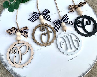 Car Charm Rear View Mirror, Car Mirror Charm, Wood Letter Monogram, Monogram Ornament, Hanging Car Charm, Cute Car Charm, Monogram Car Charm