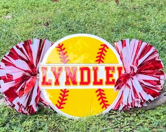 Softball Cheer Stick, Softball Mom, Softball Spirit Stick, Acrylic, 3 Color, Game Day Sign, Sport Mom Sign, Student Name Cheer Sticks