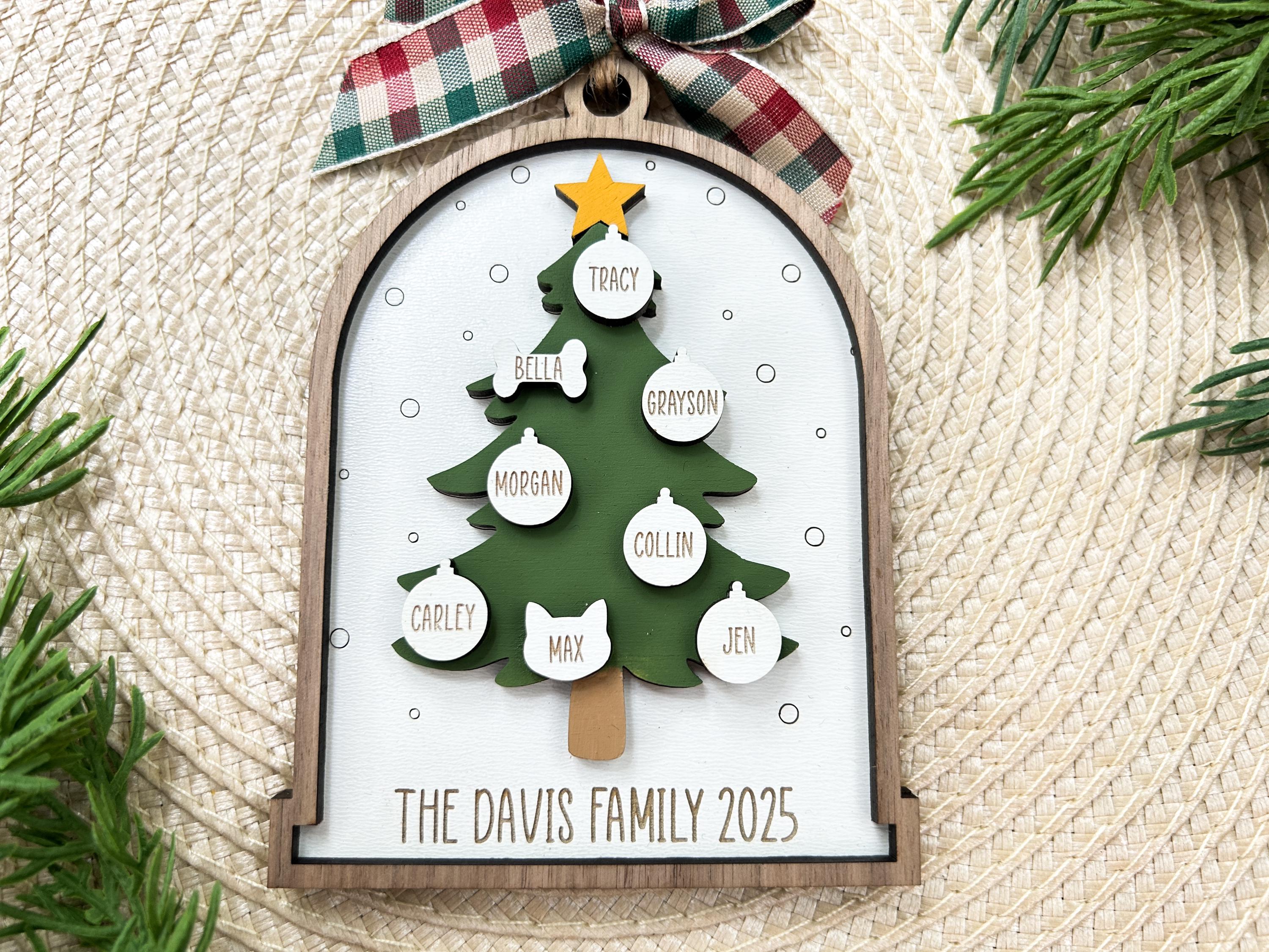 Personalized Ornament with Names | Family Christmas Ornament | Christmas Tree Ornament | Custom Family Ornament | 2025 Family Ornament