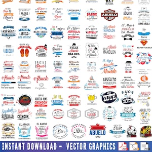 Día del abuelo Mega Bundle Deluxe - Día del abuelo Vector - día de los abuelos, grandfather's day - 100% Editable Ai, pdf,svg + Fonts