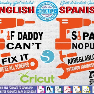 Father&#39;s day svg -If daddy can&#39;t fix it we&#39;re all screwed - If daddy can&#39;t fix it we&#39;re screwed - ( Free Embroidery Effect ) Digital