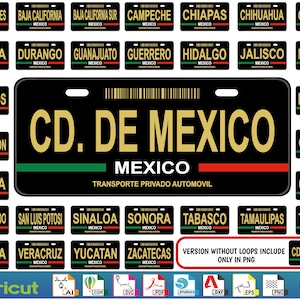 Pacote - 32 Placas do México - placas de carros - Placas de Autos - Placas de carros mexicanas - capas para celular - etc. - Download instantâneo.