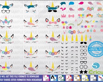 Mega Pack Unicornio Svg - Unicorn Clipart Cara de unicornio - Unicornio floral - Unicorn Svg - Unicorn vector, Unicorn Png, Unicorn Pdf.....