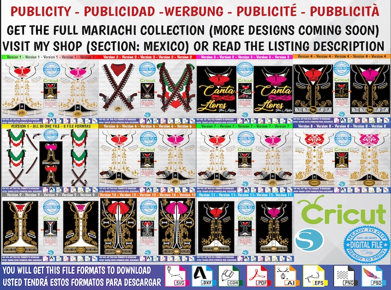 Mariachi Svg V10 - Mariachi Vector - Mariachi Editable - Cut file - Sublimation - Screen Printing - Fiestas patrias Viva México image 7