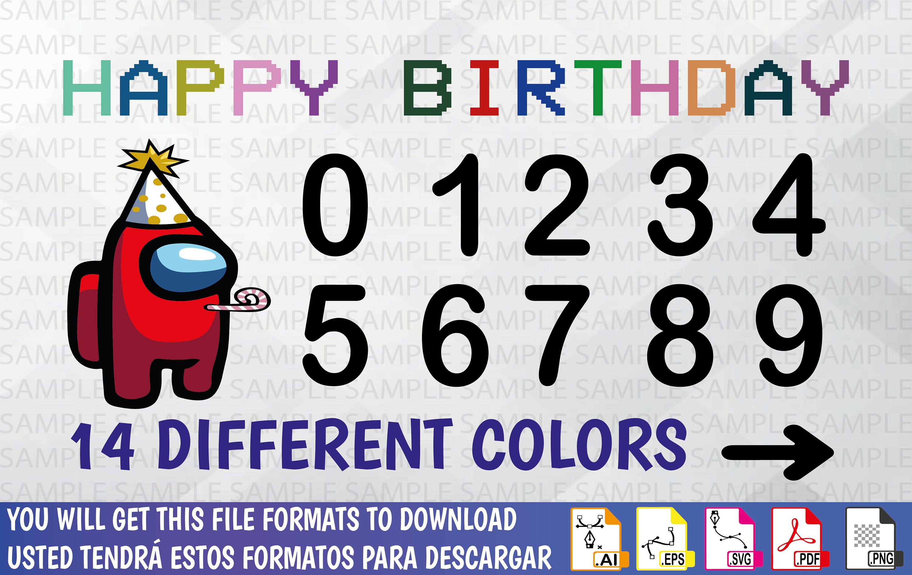 Download Among Us Svg Among Us Party 3 Among Us Happy Birthday | Etsy