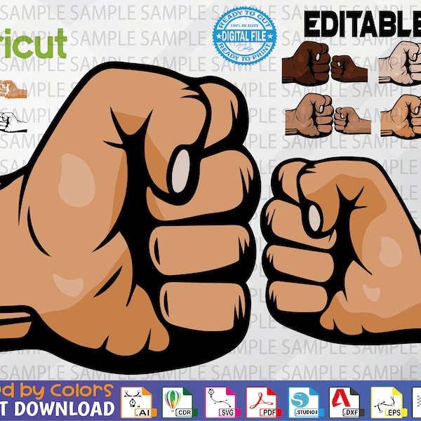 Fist Bumps Svg - Layered and 100% editable - Dad and son / Dad and daughter - Father's day - 9 File formats -Instant download - High Quality