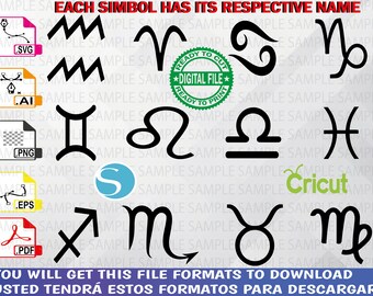 Zodiac Sign Symbols Zodiac Bundle Svg - Astrology Sign Svg - Horoscope Svg - Instant Download - Commercial Use png, pdf
