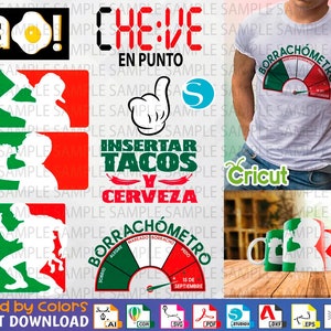 Mexico svg 7 in 1 - Tacos and Beer svg - Borrachómetro svg - Borracho svg - Mexican Bundle - Drunk 0&#39; Meter - Mexican Drunk Meter svg