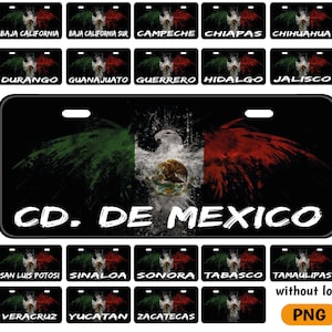 Bundle - 32 Plates of Mexico - Mexican Eagle Version 1 - car plates - Placas de Autos - Mexican Car License Plate - Instant Download.