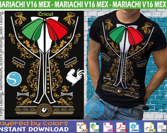 Mariachi Svg V16 MEX- Mariachi Vector - Mariachi Editable - Cut file - Sublimation - Screen Printing - Fiestas patrias Viva México
