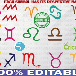 Zodiac Sign Symbols Zodiac Bundle Svg - Astrology Sign Svg - Horoscope Svg - Instant Download - Commercial Use png, pdf