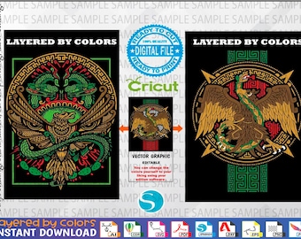 Mexican eagle with snake svg 2 in 1 - Mexican svg - Amor a la mexicana - Mexican Bundle svg Mexico Vector - Instant Download 9 files formats