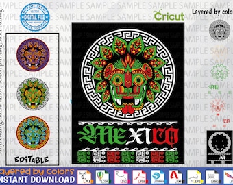 Mexican Quetzalcoatl - Mexico svg - Amor a la mexicana -9 file formats - Mexico Vector - Digital File - Instant Download