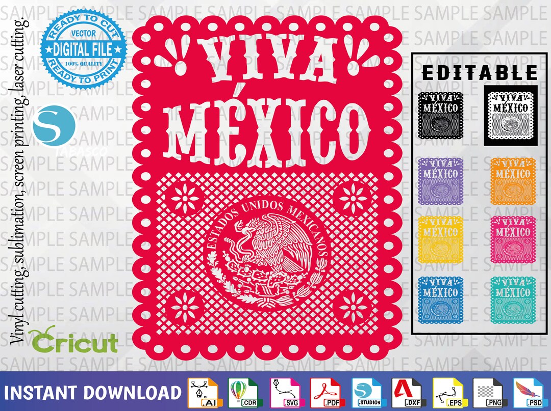 Papel Picado #1 - Papel Picado - Ready for Cut - Bunting Banner - Viva ...