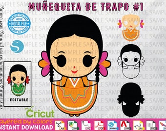 Rag Doll #1 - Mexican Doll #1 - Rag Doll Vector - Layered & Welded by colors -High Quality - Rag Doll- Instant Download