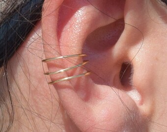 Ear Cuff No Piercing,Triple Lines Earcuff,Cuff,Middle Cartilage,Simple Ear Cuff,Fake Cartilage Earring,Jewelry Gift for Women,Women Ear cuff