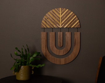 Geometric Wooden Wall Hanging - Walnut