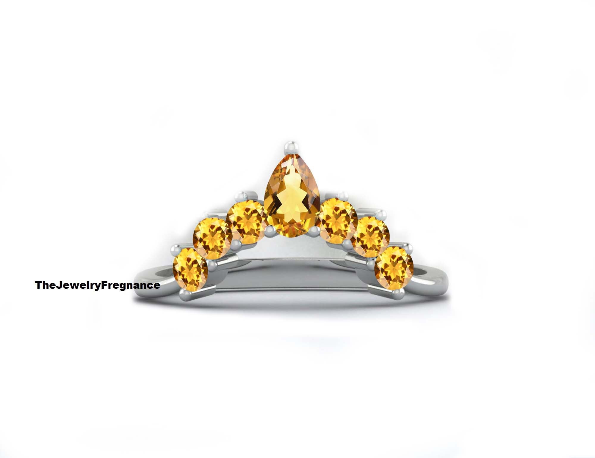 Yellow Topaz Ring Half Eternity Chevron Midi Ring V Art Deco Etsy