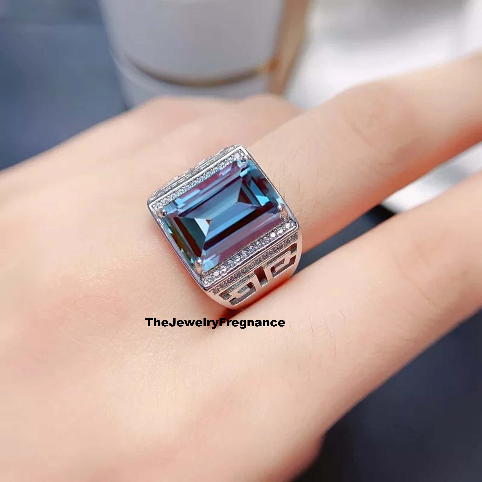 Men's Alexandrite Ring 925 Sterling Silver Ring Etsy