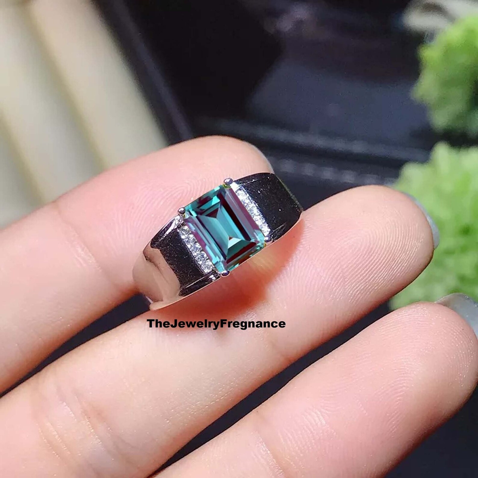 Men's Alexandrite Ring Color Changing Gemstone Ring Etsy
