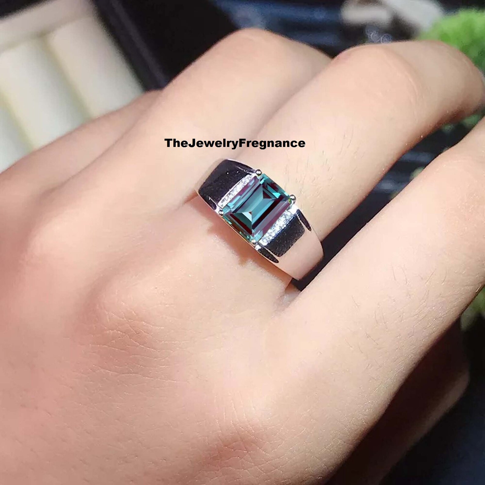 Men's Alexandrite Ring Color Changing Gemstone Ring Etsy