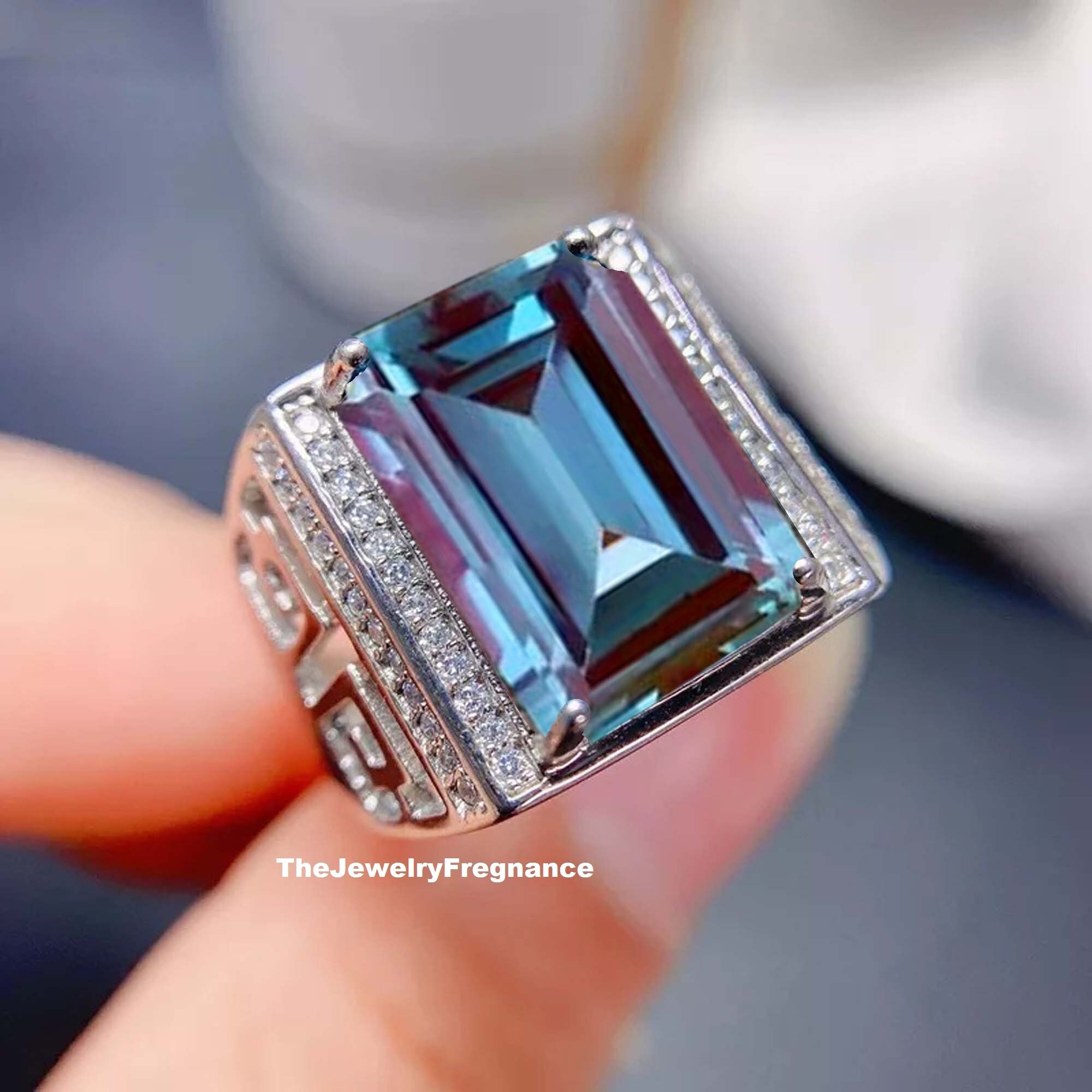 Men's Alexandrite Ring 925 Sterling Silver Ring Etsy