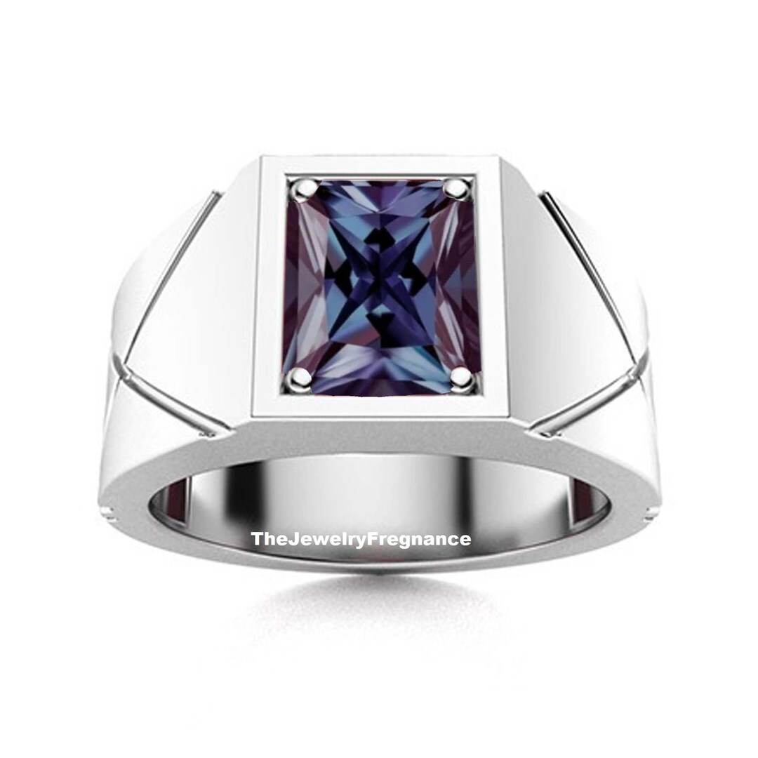 Men's Alexandrite Ring, Alexandrite Engagement Ring, Colors Changing Gemstone Ring, 925 Sterling
