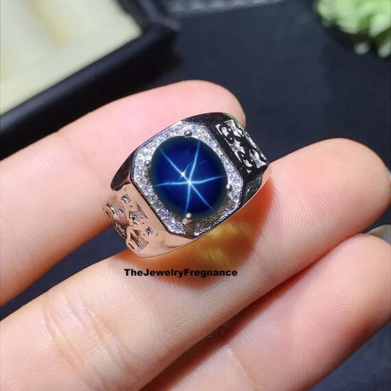 Buy Lindy Star Sapphire Ring for Men s Wedding Ring 925 Sterling