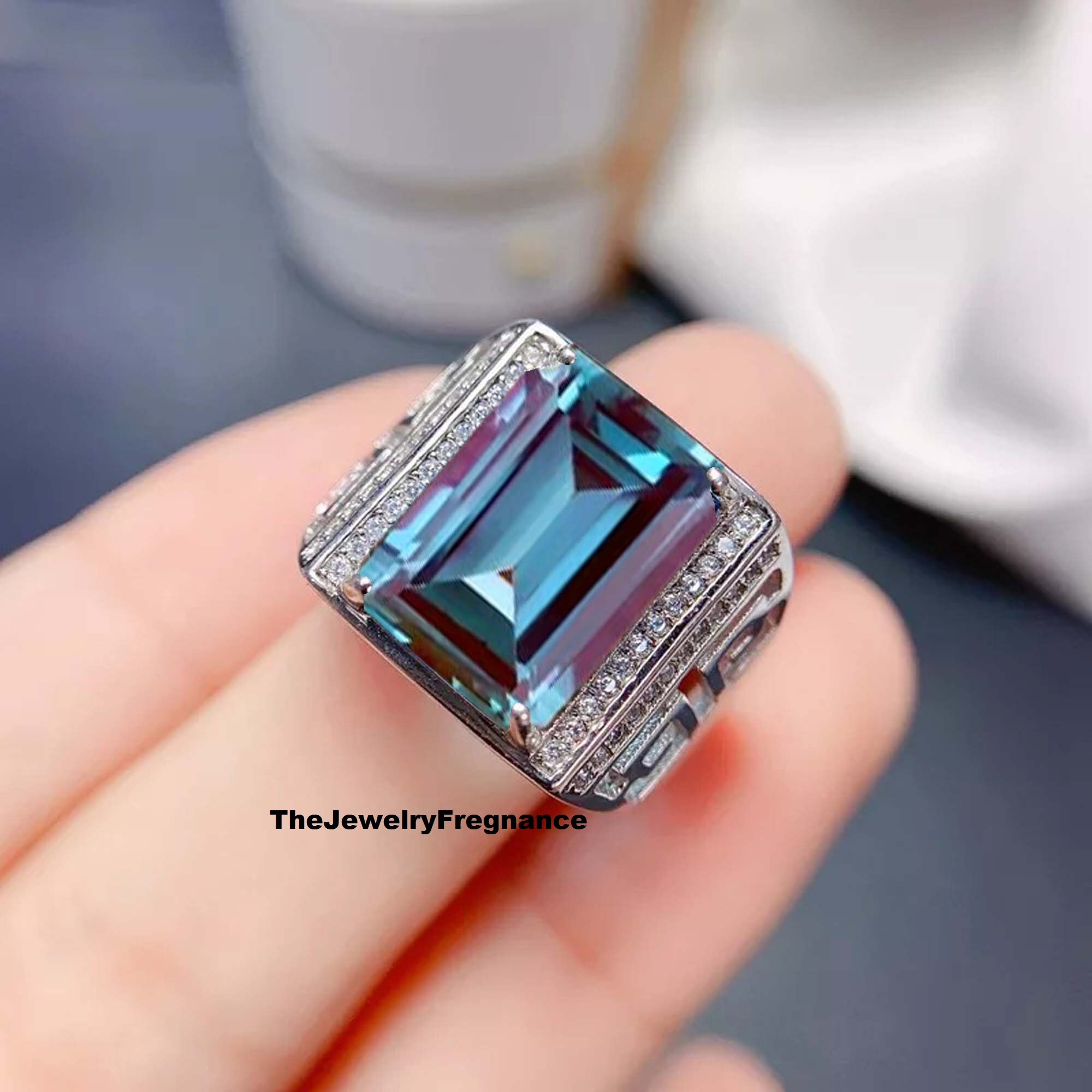 Men's Alexandrite Ring 925 Sterling Silver Ring Etsy