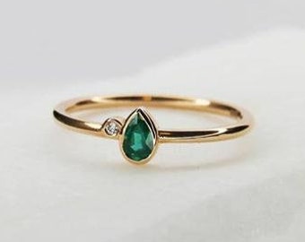 Emerald Pear Shape Ring/ 925 Sterling Ring/ Gemstone Ring/ Ring For Women/ Wedding Ring/ Engagement Ring/ Anniversary Ring/ Ring For Sale