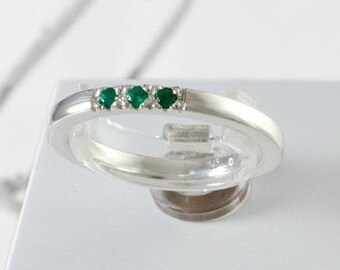 Emerald Ring / Emerald Round Cut / Emerald Silver Ring / 925 Sterling Silver Ring / Wedding Ring / Anniversary Ring / Engagement Ring