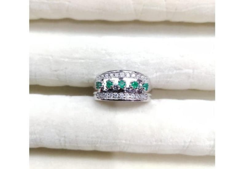 Top Quality Natural Emerald Cz Ring in 925 Sterling Silver Ring May Birthstone Ring Stylish Wedding Engagement Gemstone Ring Hand Made Ring