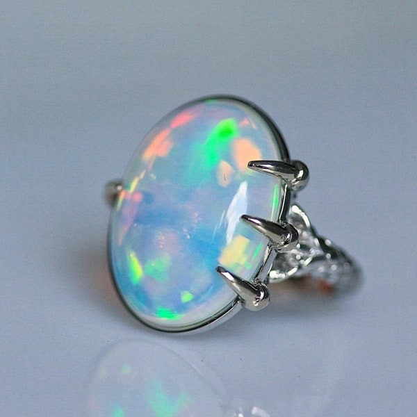 Natural Fire Opal Ring, 925 Sterling Silver, Engagement Ring, Wedding Ring, Luxury Ring, Ring/Band, Oval Opal Ring, Bridesmaids Gift