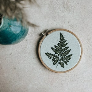 Embroidery Pattern: Forest Fern, PDF pattern, beginner embroidery, diy embroidery art, botanical art image 1