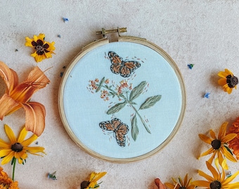 Embroidery Kit: Monarchs & Milkweed