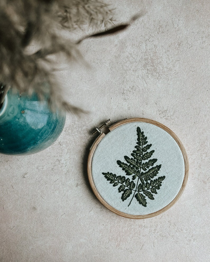 Embroidery Pattern: Forest Fern, PDF pattern, beginner embroidery, diy embroidery art, botanical art image 1